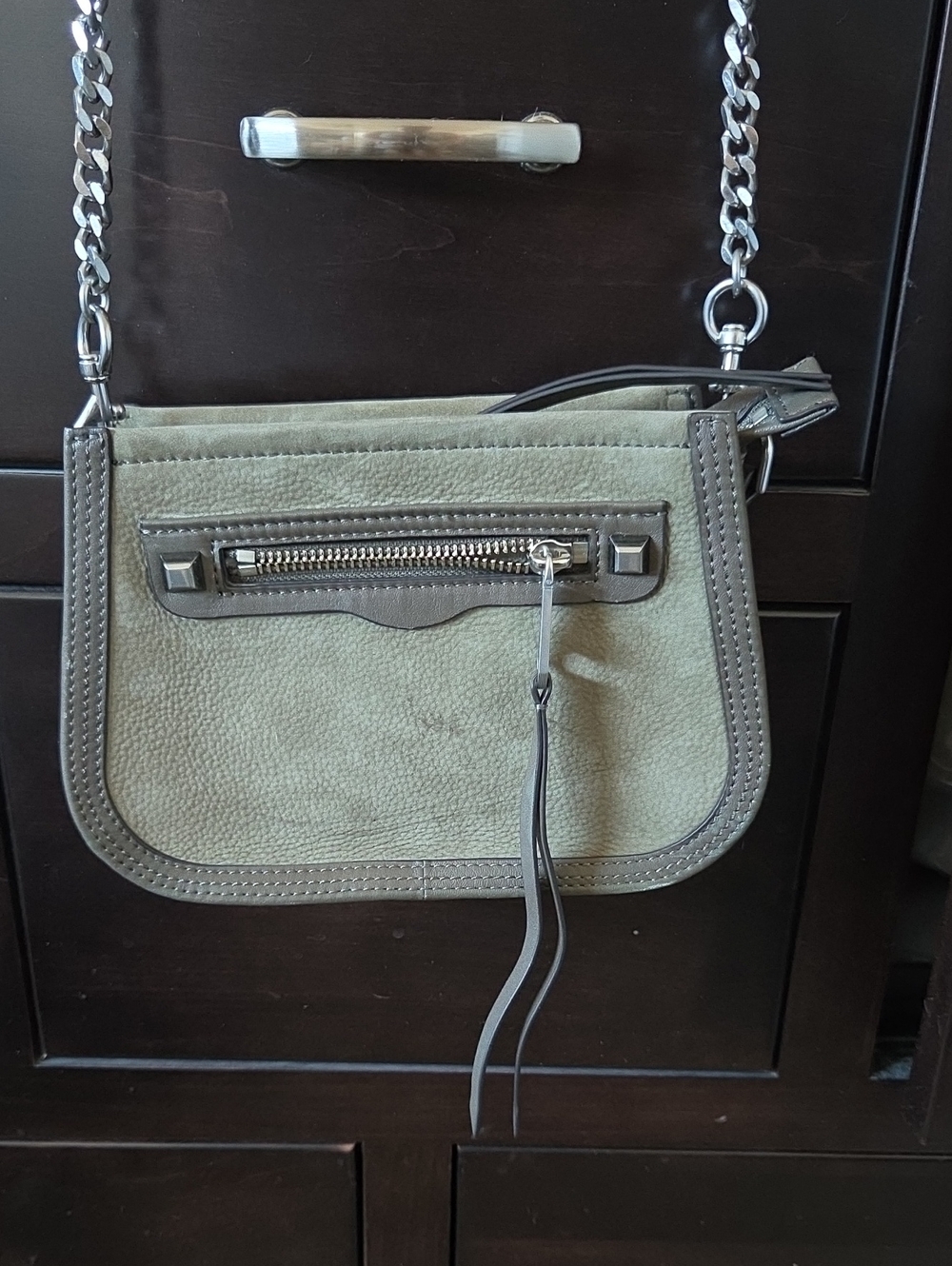 Rebecca Minkoff Suede Avery Crossbody Bag – Sage / Olive Green